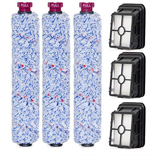 BIHARNT 3 Pack 1868 Brush Rollers and 3 Pack 1866 Filters Replacement Compatible with Bissell Crosswave 3-in-1 17132 2225N 2582N Wet/Dry Vacuum Cleaner Cover