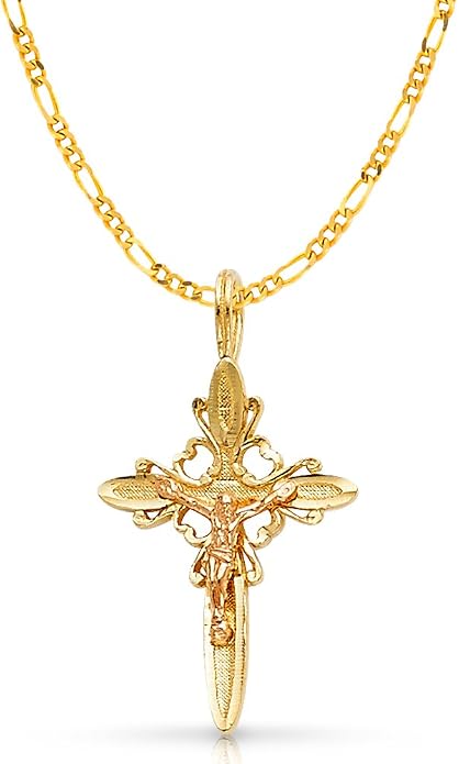 JEWELRY BY IOKA 14K Yellow Solid Gold Virgin Mary Medal Pendant - 18mm X 13mm, 1.29g