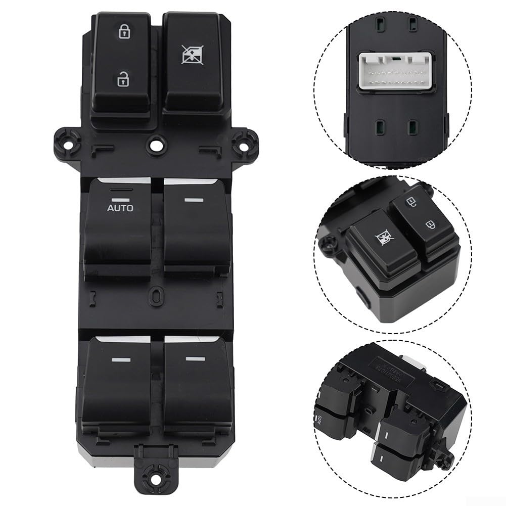 Commutateur de vitre électrique côté conducteur pour Hyundai Tucson 2016 2017 2018 LHD avec fonction de haut en bas automatique remplace OEM 93571-d3000 noir ABS plastique installation directe pièce