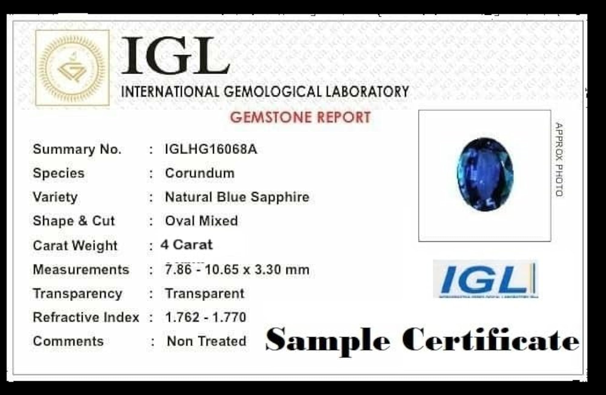 Original 4.85 Ratti Kashmiri Blue Sapphire Stone Certified