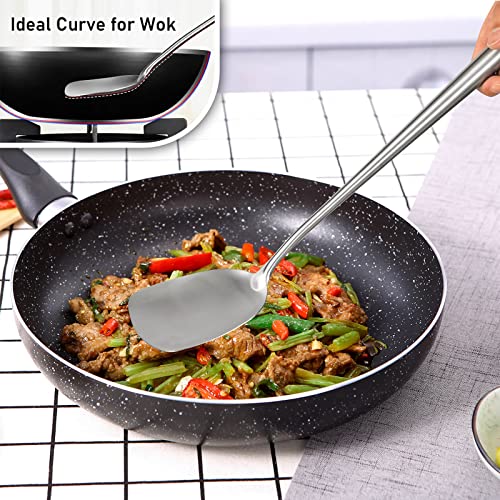 17Inch Wok Spatula And Ladle - 304 Stainless Steel Wok Tools Set, 2 Pieces All Metal Extra Long Handle Cooking Tools, Chinese Wok Utensils And Wok Accessories For Cast Iron/Carbon Steel Wok #TOP4