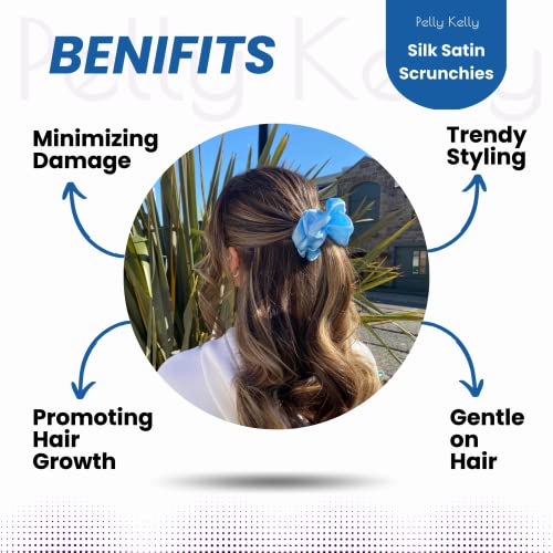 Image of Satin Scrunchies Hair Bands for Women | No-Damage Elastic Hair Ties for Ponytails & Buns | Fluffy & Stylish Rubber Bands | Extra Large Size | Pack of 5