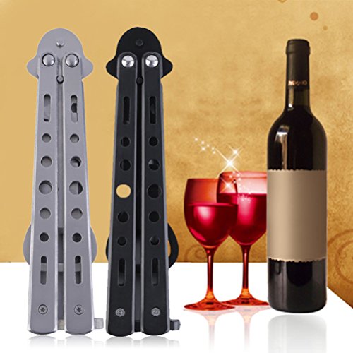 Oulii Butterfly Knife Style Bottle Opener Tool Metal Beer Opener Bar Supplies (Black) #TOP1