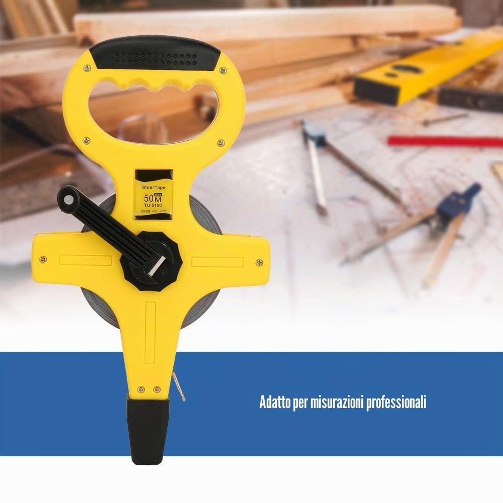 Rotella Metrica Professionale, 50 M / 165 Ft Flessometro da Geometra e Agrimensore, Metro a Nastro per Ingegnere