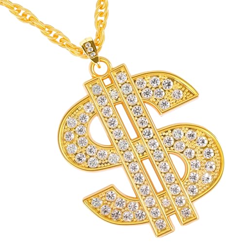 ZYLOP Gold Chain with Dollar Sign: Fake Gold Money Chain Necklace for...