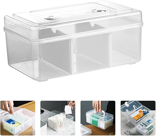 Miniatura 6 de Hemoton Caja de almacenamiento portátil de medicamentos, organizador de medicamentos de emergencia familiar, caja de almacenamiento de píldoras para