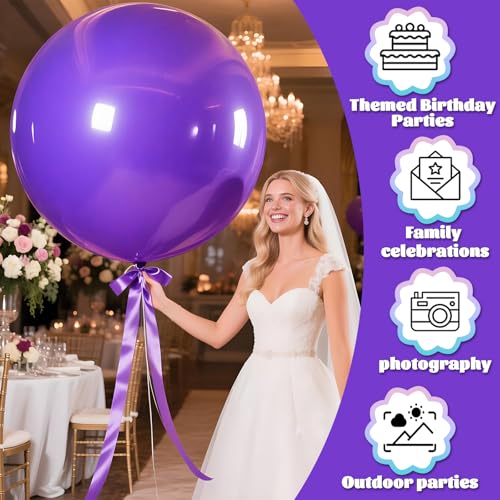 Image of Purple Balloons 9pcs, 36 Inch Large Balloons for Garland or Arch as Party Wedding Baby Shower Decorations