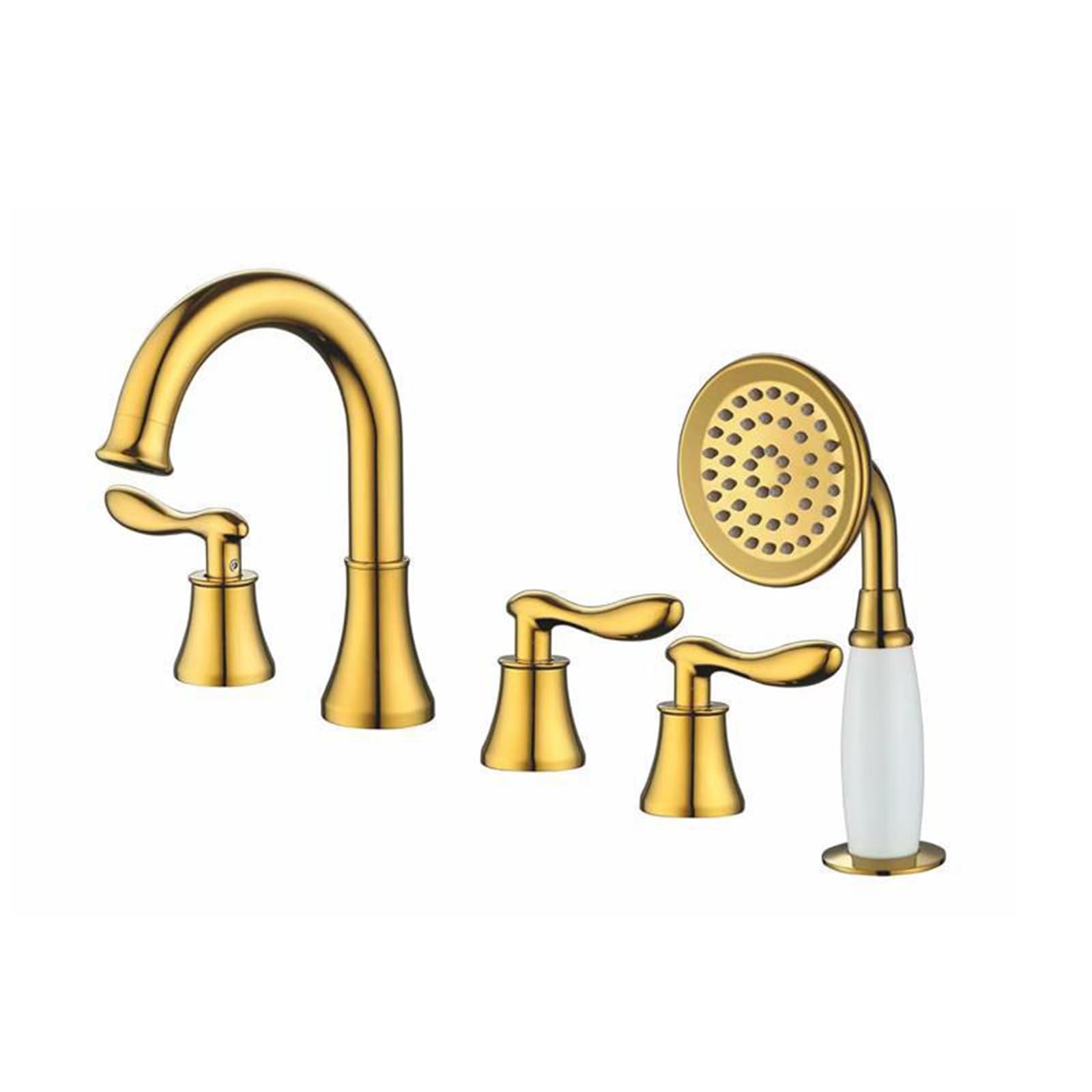 ZYCHSJXA Deck Mounted Bath Shower Mixer Gold Double Lever Taps with Bathtub Faucet