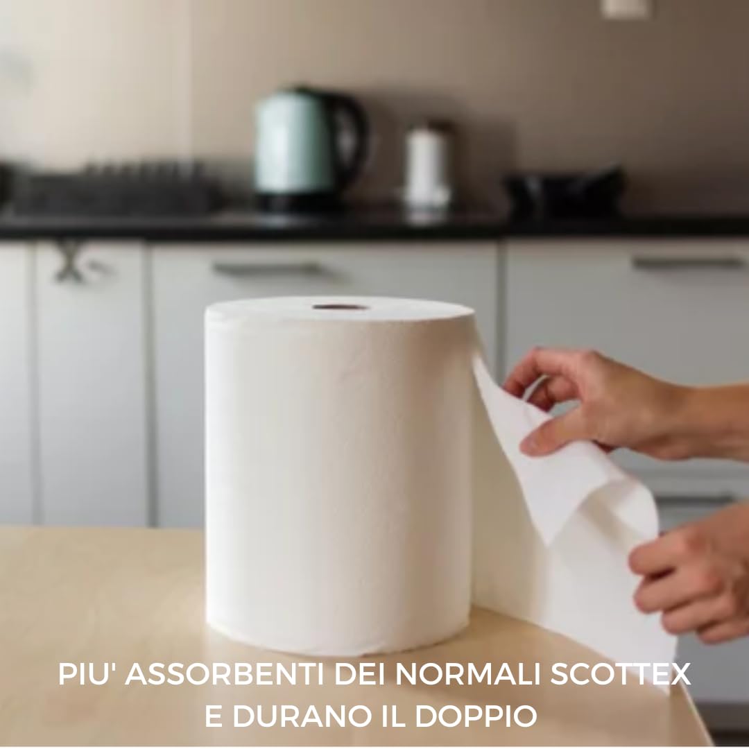 ZPAPER - 24 Rotoli Asciugatutto - Rotoloni Asciugatutto carta multiuso. Pura Cellulosa, 2 Veli, Anima a Spirale. Bobine carta asciugatutto