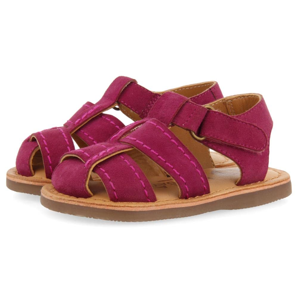 Sandales en peau fuchsia garçon Cabixi avec semelle crantée - 6