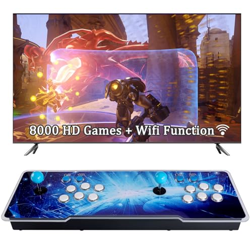 Hedlaoy 8000 Games 3D Pandora Box Arcade Console, WiFi Function Retro Video Game Machine, 1280x720 HD Output, 4-Player Support