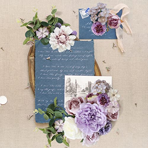 Kisflower Artificial Flowers Purple Silk Artificial Roes Combo Peony Flower for DIY Wedding Bridal Bouquet Party Home Decorations (Purple) - Image 4