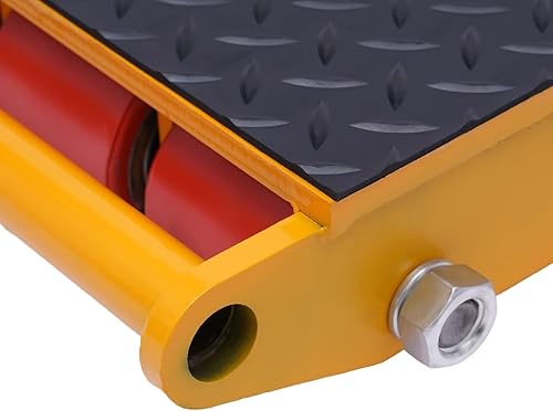 Miniatura 9 de Movimiento de maquinaria industrial, patín de rodillos de rodillos de motor de maquinaria con tapa de rotación de 360 grados (amarillo, 15T33000lbs)