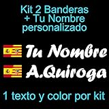 KIT Pegatinas adhesivo bandera España / Aragon con nombre personalizado.Vinilo impreso y cortado en la bandera y vinilo cortado en el texto - De larga duración. Apto para pegar en: chapa, hierro, madera, cristal, aluminio y cualquier superficie limpia y seca.