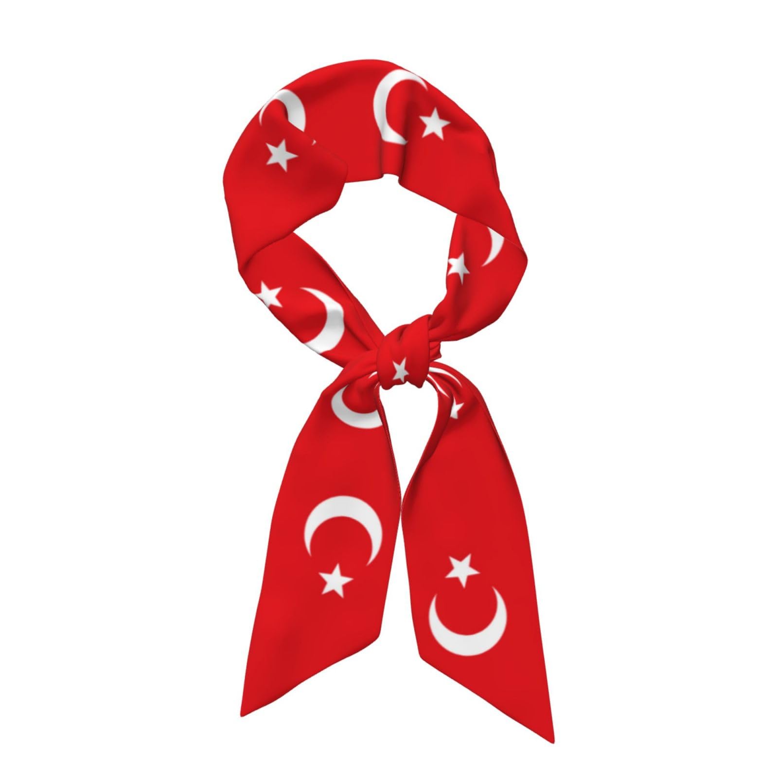 yuangjhop Flag of Turkey printing Women's Fashion Scarf Silk Feeling Scarf Satin Head Scarf for Women Long silk scarf (satin).