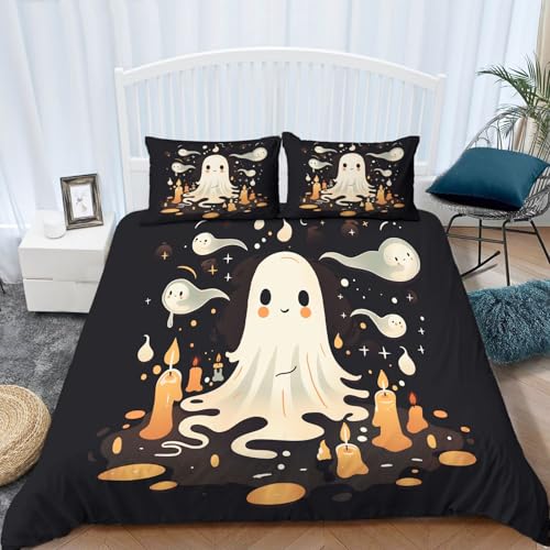 Housse de couette microfibre 220x240 cm infroissable motif Halloween