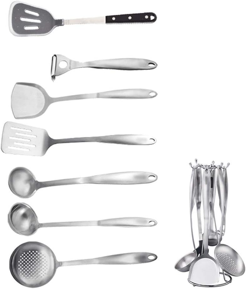 7-Piece Stainless Steel Kitchen Cooking Utensils Tool Kitchen Gadgets Cookware Set Best Gift Kitchen Tool Set Lightweight and Durable Cooking Spatula (B)