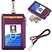 ELV Badge Holder with Zipper, PU Leather ID Badge Card Holder Wallet with 5 Card Slots, 1 Side RFID Blocking Pocket and 20 inch Neck Lanyard Strap for Offices ID, School ID, Driver Licence (Purple)