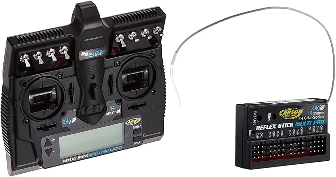 Carson 500501004 FS Reflex Stick Multi PRO LCD 2,4 GHz – 14 canaux télécommande avec récepteur pour véhicules de modélisme tels que voitures et navires RC Carson 500501004 FS Reflex Stick Multi PRO LCD 2,4 GHz – 14 canaux télécommande avec récepteur pour véhicules de modélisme tels que voitures et navires RC