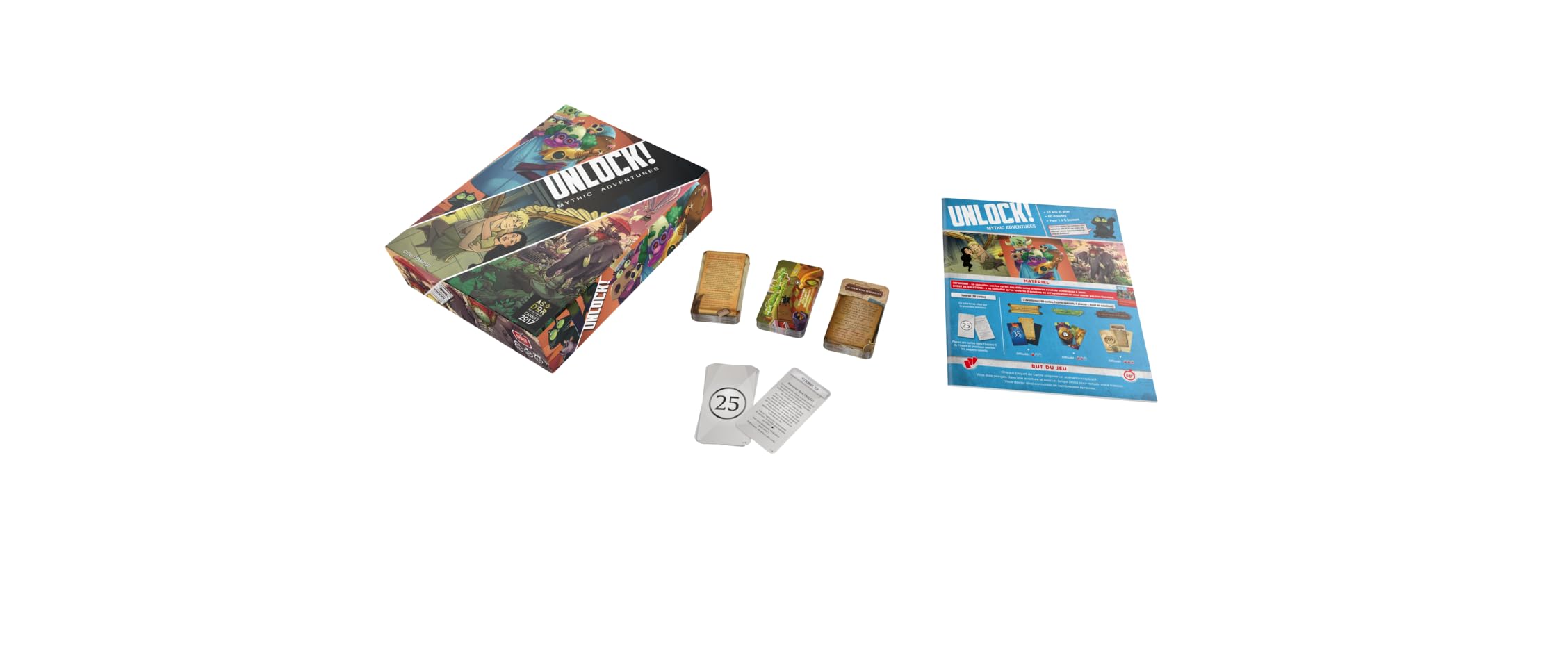 Asmodee - Unlock! Mythic Adventures - Jeu Escape Game Adultes et Enfants dès 10 Ans - Jeu d'Ambiance - Jeu de Cartes avec Application Gratuite - 1 à 6 Joueurs - en Français- Space Cowboys