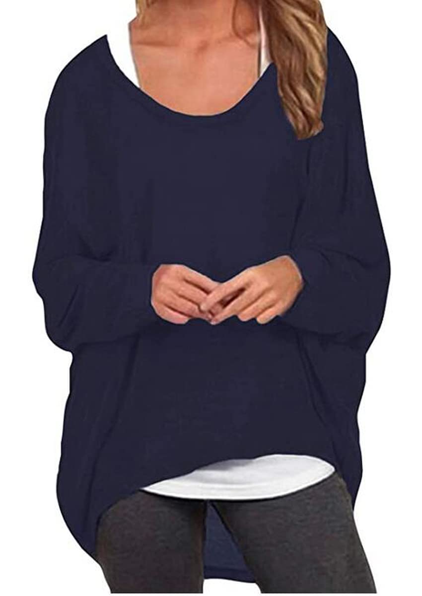 ZIOOER Women Sweatshirt Jumper Batwing Long Sleeve Tunic Blouse Pullover Baggy Tops S-3XL