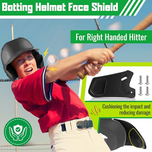 Feekoon Batting Helmet Face Shield Compatible with EvoShield XVT Batting Helmets, Black Matte Youth Baseball Helmet Jaw Guard for Face Jaw Protection, Moisture Wicking Padding, For Right Handed Hitte