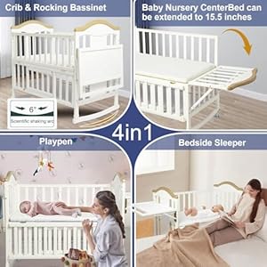 Portable Mini Baby Crib - Cunas para Bebes 4 en 1 Modernas with Foldable Storage Shelf and Mattress Included,2025 Small Wood Baby Beside Cribs 4 in 1 Convertible,White Portable Mini Baby Crib Cunas para Bebes 4 en 1 Modernas with Foldable Storage Shelf and Mattress Included2025 Small Wood Baby Beside Cribs 4 in 1 ConvertibleWhite