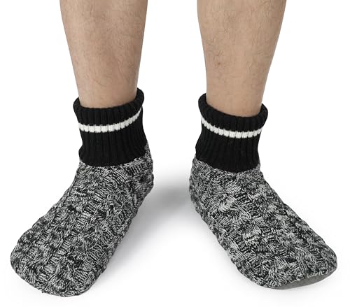 Image of BenSorts Men Fuzzy Slipper Socks with Grippers Non Slip Indoor House Socks Christmas Gifts