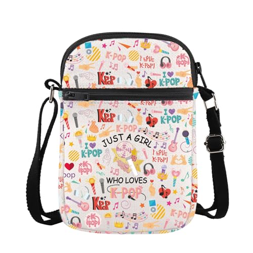 BDPWSS K-Pop Crossbody Bag K-P Singer Merchandise Just A Gi-rl Who Loves K-Pop Gift for Music Fan Shoulder Bag (Loves Pop CG)