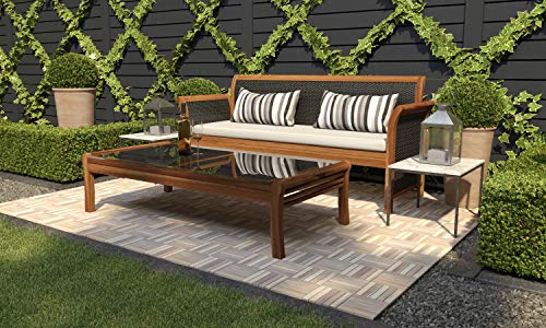 Image of Interbuild Acacia Hardwood Decking Tiles,Decking Board Organic White 30x30cm 10 Tiles = 0.9 ㎡ per Pack for Patio & Balcony