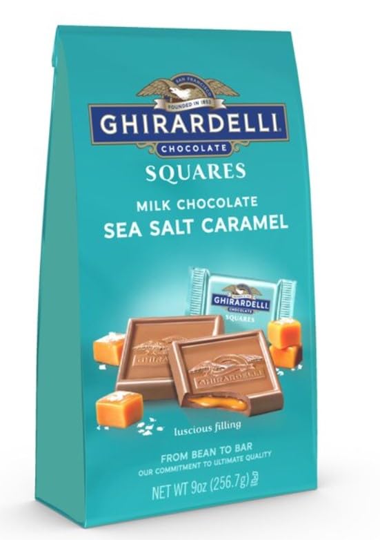 Ghirardelli, Milk Chocolate Sea Salt Caramel Chocolate Squares, 9 oz Bag