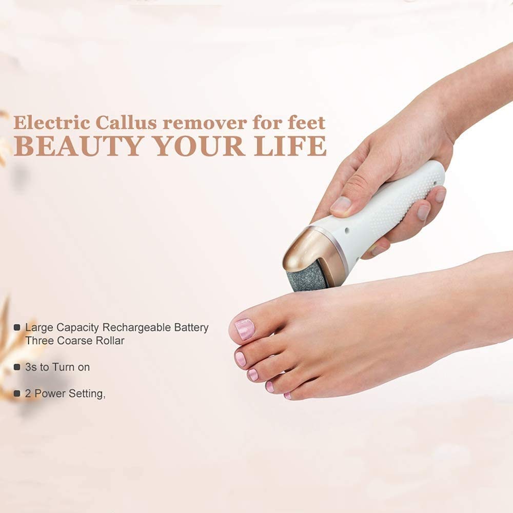 Removedor de Callos de pie eléctrico, Herramientas de pedicura de Lima de pie electrónica portátil, Herramientas de pedicura con 3 Rodillos y Herramienta de Cuidado de pie Recargable por USB