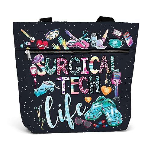 Image of 84hoods Large Waterproof Tote Bag with Pockets and Zipper for Work. Gift for Nurse. Shoulder Bag for Women.