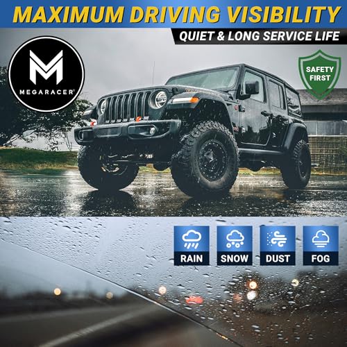 Image of Premium Silicone Windshield Wiper Blades, Wrangler Gladiator 2018-2025, 16 inch | 2 Pack, Carbon Fiber Design, Quiet Smooth Streak-Free Clean Wipe, All-Season OEM Quality, Front Automotive Replacement Wipers