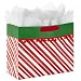 Hallmark Large Christmas Gift Bag with Tissue Paper (Red Stripes and Pom Poms)
