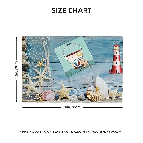 Set de table antidérapant et lavable en lin | Protection thermique de table motif phare de plage