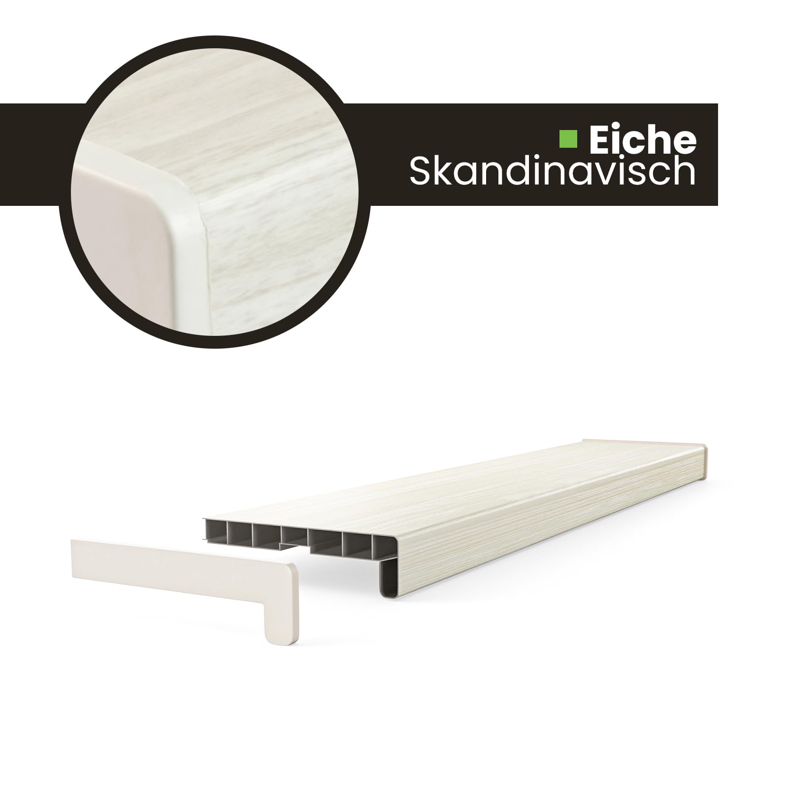 DAVANZALE PVC – 20 cm x 140 cm – Quercia Scandinava – Davanzale – per interni – Davanzale interno – Interno – A metraggio – Soggiorno – Decorazione – Plastica