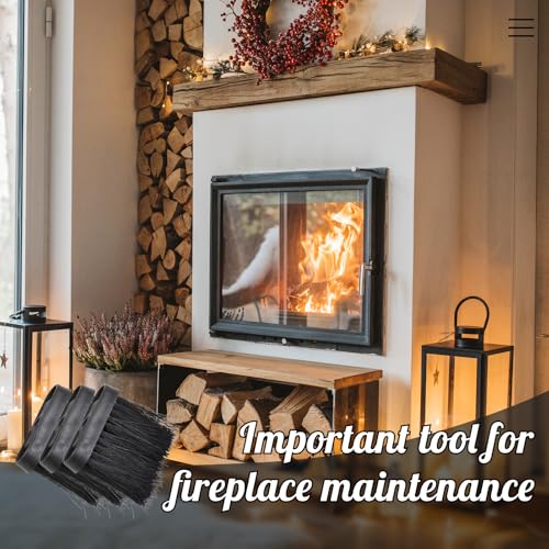 3 PCS Kaminbürsten, Ersatzbesen für Kaminbesteck, Länglicher Ersatz-Ersatzbürstenkopf-Nachfüllpack Holzgriff Runde Form Bürstenkopf Kamin Feuerherd Kaminbürste für Zuhause und Kaminreinigung