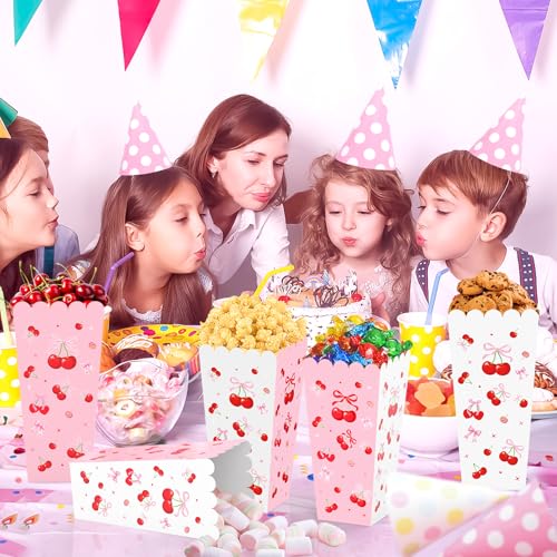 Image of K KUMEED 20 PCS Cherry Party Supplies,Cherry Popcorn Favor Boxes,Summer Fruit Cute Cherry Birthday Decorations Popcorn Bowls Popcorn Buckets Popcorn Bags for Baby Shower Daily Holiday (Large)