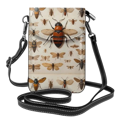 Petit sac à main pour téléphone portable 19x12 cm à motif insecte pour femme