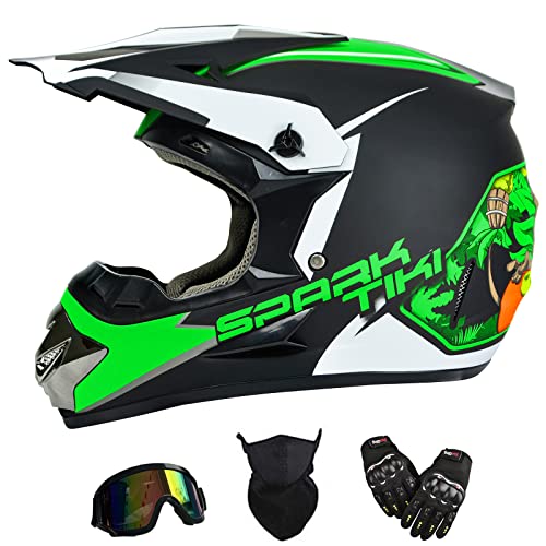 Unisex Motocross Helmet For Kids And Youth,Outdoor Dirt Bike Helmets,Off-Road Helmet With Gloves Goggles Face Shield,Atv Motorcycle Helmet #TOP20