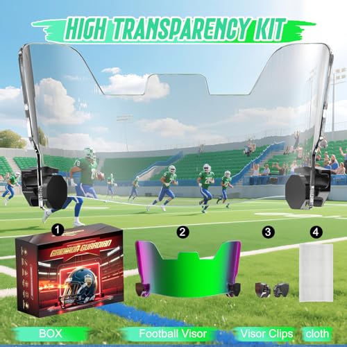 OYMLANX Tinted Football Helmet Visor, Impact-Resistant Eye Shield, Fits Youth & Adult Football Helmets - Thumbnail 2