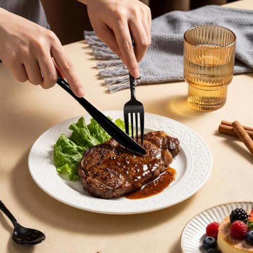 WILLIFE 300 Pcs Black Plastic Silverware - Heavy Duty Plastic Silverware Includes 100 Forks 100 Spoons 100 Knives, Black Utensil Sets for Party, Wedding, Catering & Holidays by WELLIFE - Used condition - Image 3