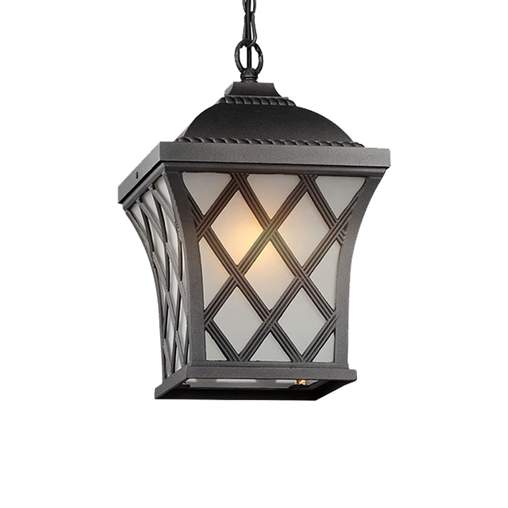 SXECAEPS E27 Outdoor Simple Chandelier Garden Pavilion Corridor Courtyard Balcony Lights European Waterproof Hanging Ceiling Light (Color : Black) Interesting