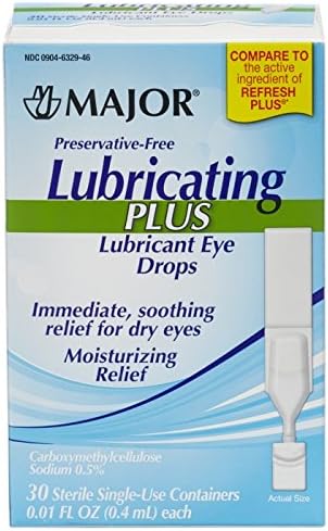 Major Lubricating Plus Dry Eye Drops CARBOXYMETHYLCELLULOSE Sodium-1% Clear 30X0.4 ML UPC 309046329466
