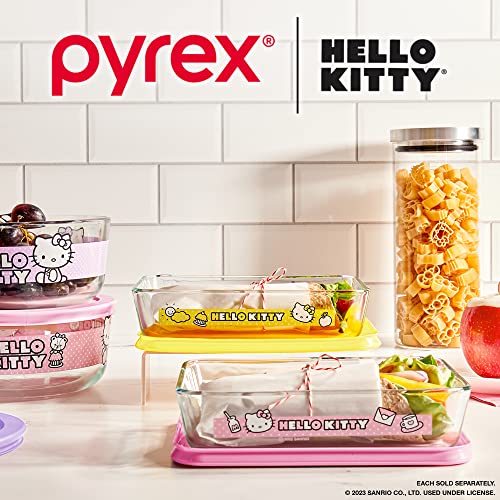 Pyrex Hello Kitty 3-Cup Glass Storage Container, BPA-Freelid, Freezer Safe, Microwave & Dishwasher Friendly