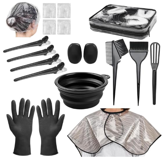 Xarchy 19 Pcs Professional Hair Bleach Kit Hair Coloring Products with Hair Dye Brush, Hair Color Bowl, Hairclips, Applicator, Earmuffs for Hair Highlighting and Hair Coloring at Home