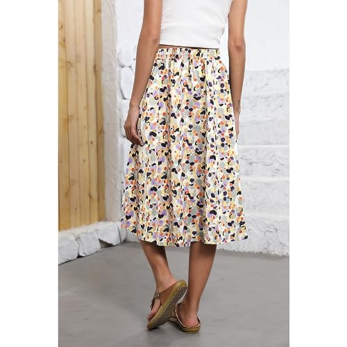 Flowy Skirt Midi Length Elastic High Waist A-Line Skirt with Pockets Bohemia for Women 2025 Trendy(S-2XL) - Image 4