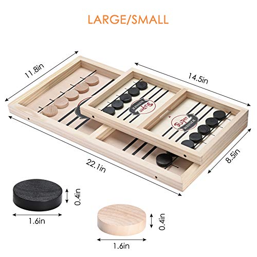 ELLASSAY Fast Sling Puck Game, Wooden Sling Hockey Board Game ,Fast Slingshot Desktop Battle Game, Winner Board Games for Family Game/Party/Kids Gift (Small:14.5in8.5in1in) - Thumbnail 3