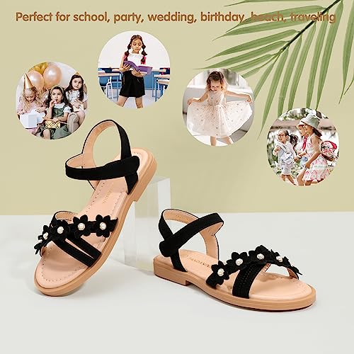 Image of PANDNAINJIA Girls Sandals Open Toe Toddler Kids Dress Summer Shoes | Open Toe Girl Sandals, Hook and Loop, Comfortable Insole, Classic Style, Flower Girl Wedding Party Daily Shoes